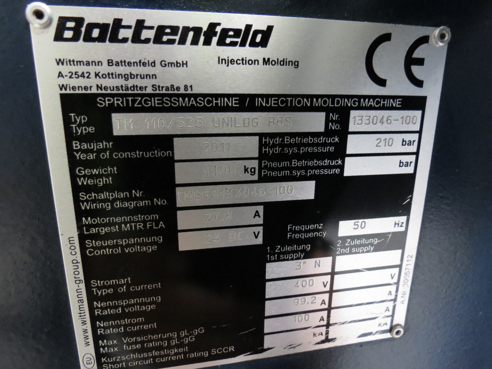 BATTENFELD TM 110/525 B6S (No 133046 / 17.222 h)