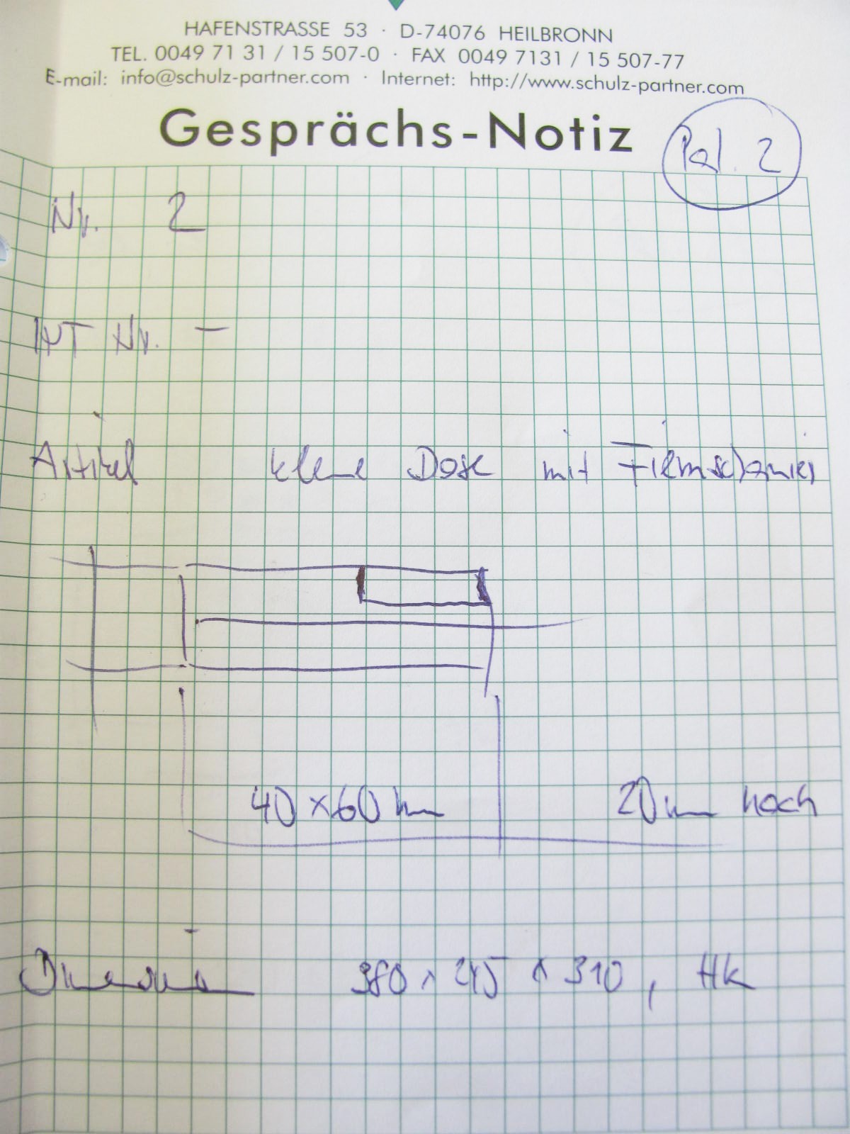  Container klein  Filmschanier 60x40x20