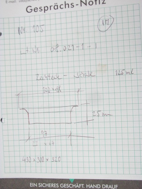 Rechteck Schale 122x88x25 125 ml