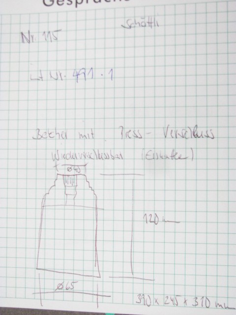 Becher mit original Pres Verschluss Wiederverschliesbar D 65x120