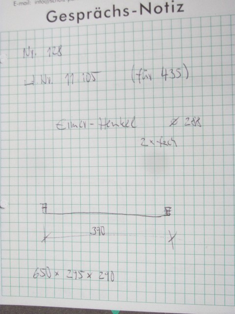Henkel für container 390  mm  für D 288mm