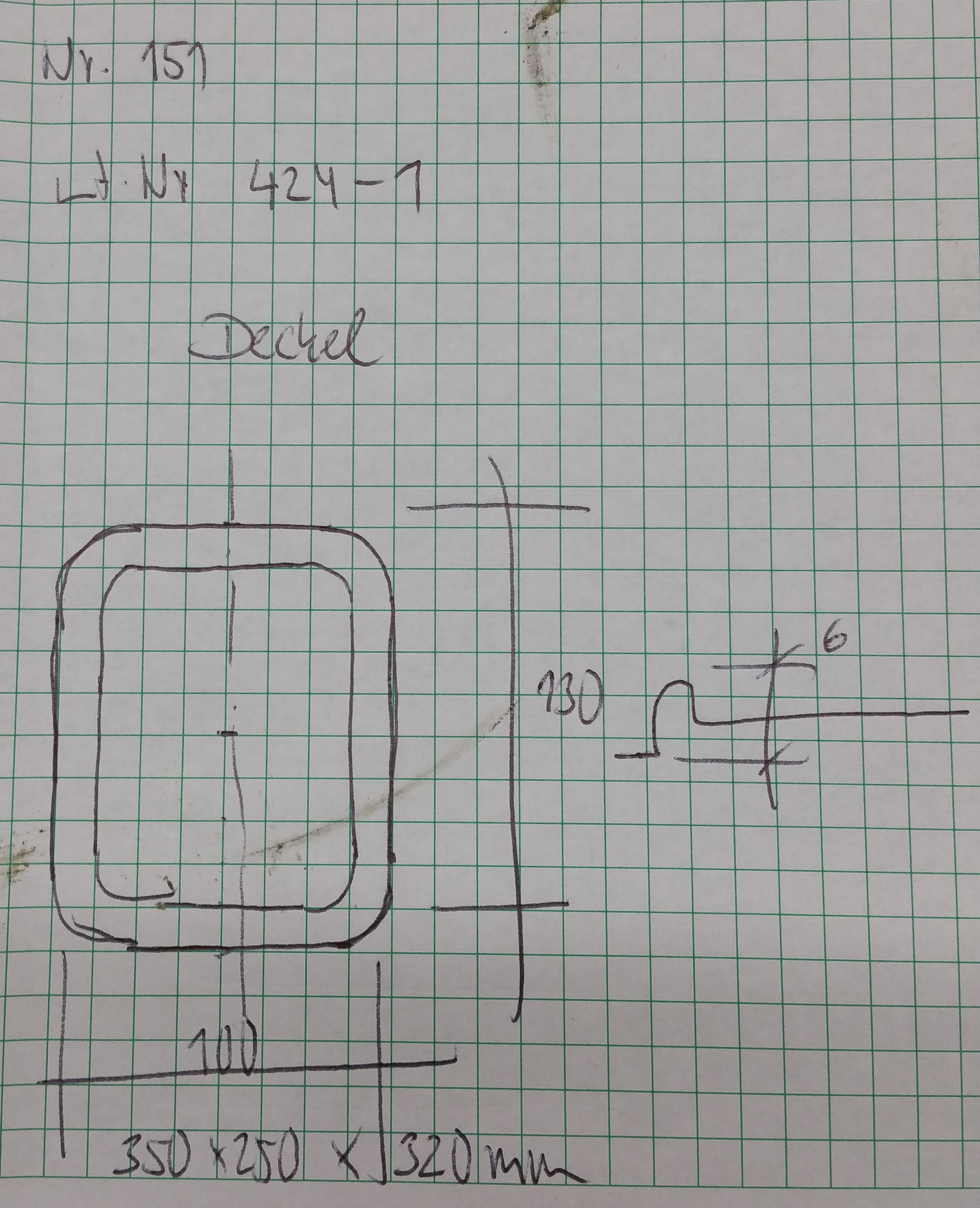 Deckel Rechteck 130 x 100