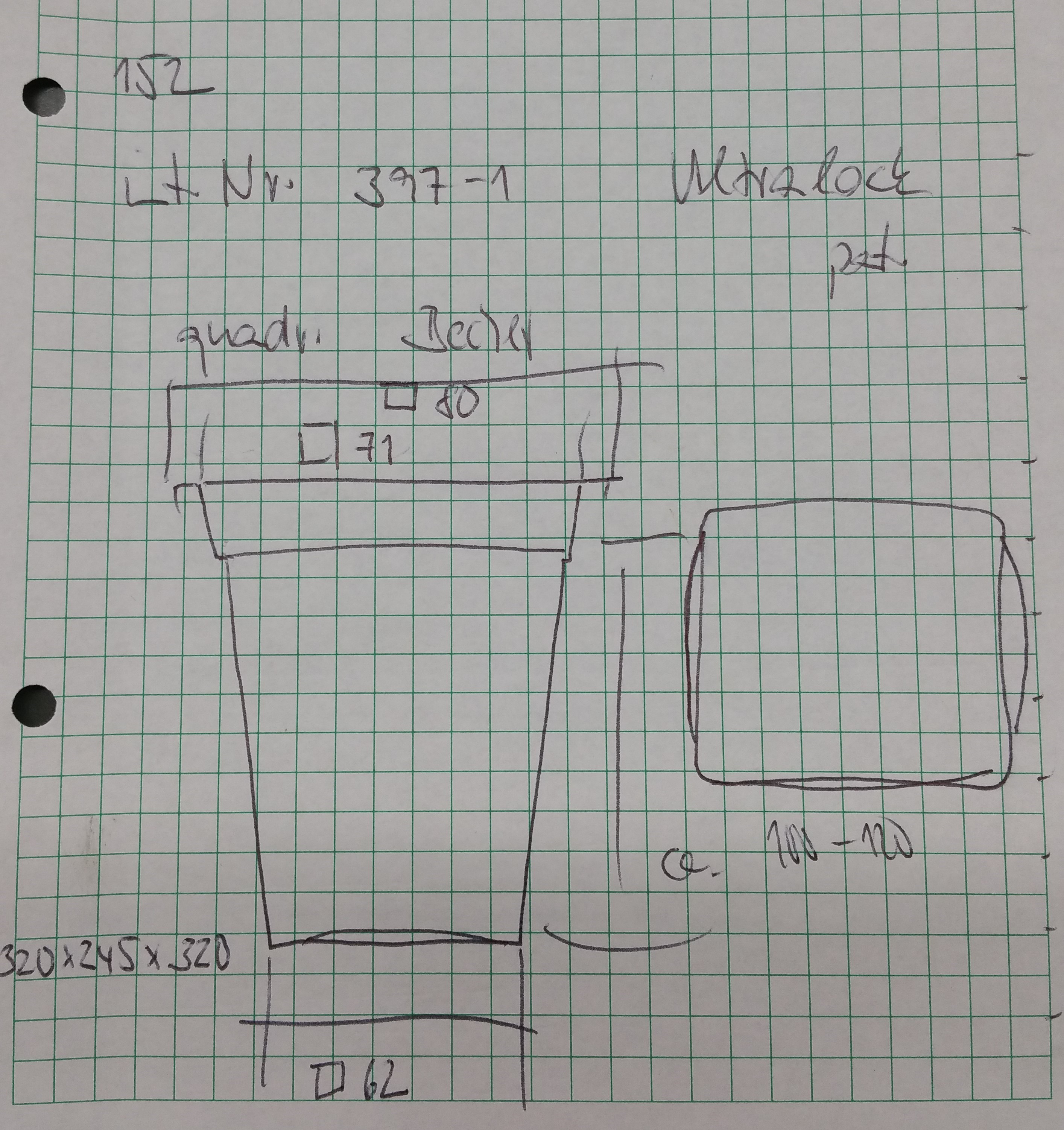 Quadratischer Becher Ultra Lock 80 x 80 x 120