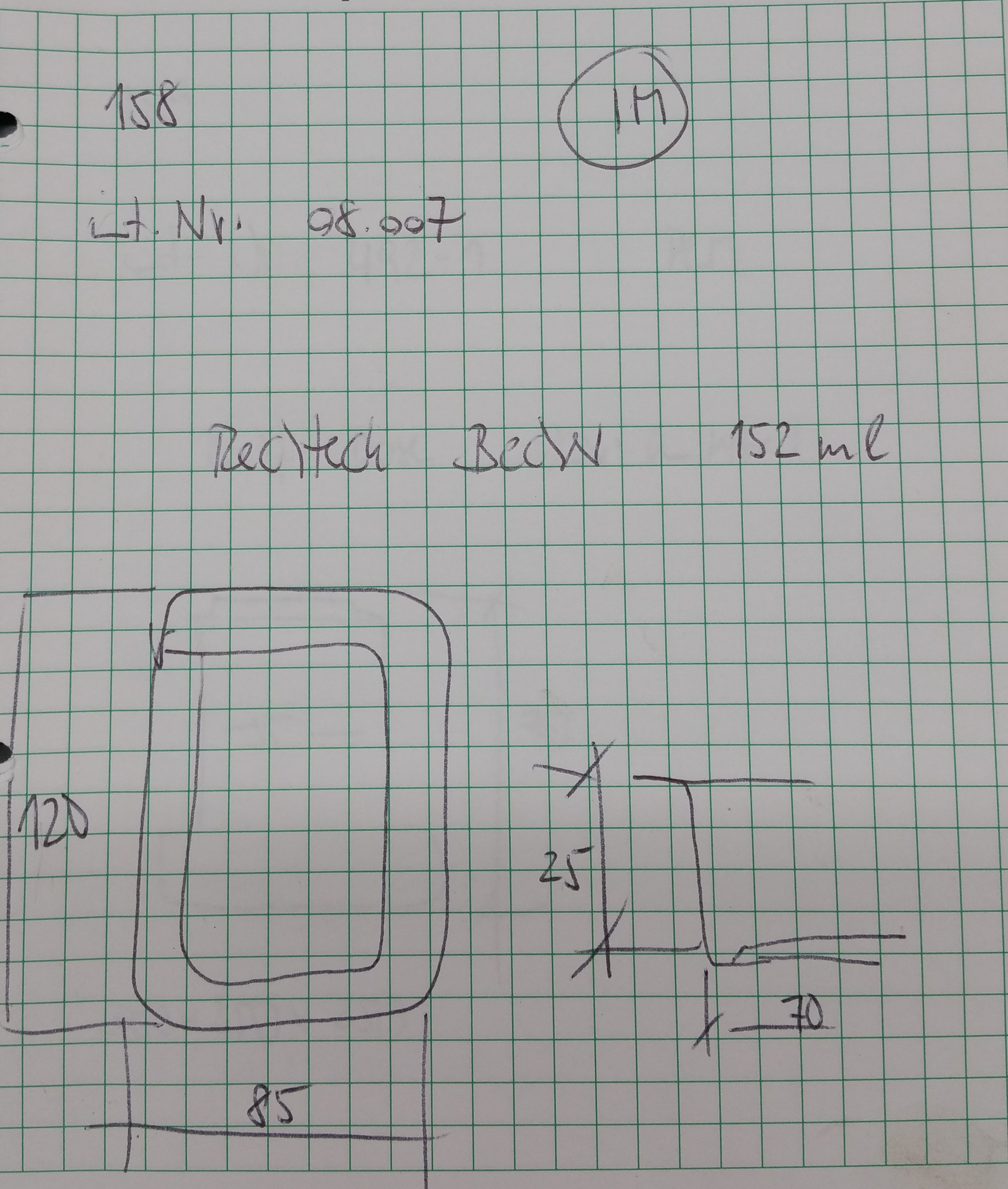 Rechteck Becher 152 ml 120x85x25